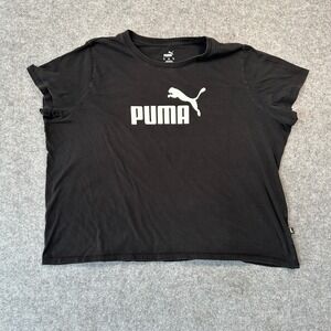Puma Essentials Logo Graphic T-Shirt 3X Black Cotton Blend Plus Size Tee